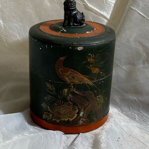 Vintage Japan Metal Container Abalone Inlay Design